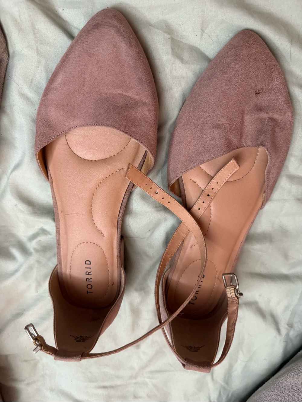 torrid Mauve Pointed-Toe Ankle-Strap Flats